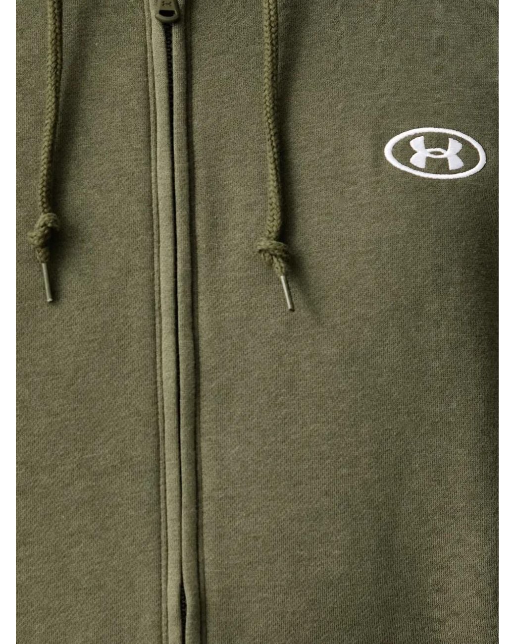 Under Armour Green Logo-Embroidered Zip-Up Hoodie for men