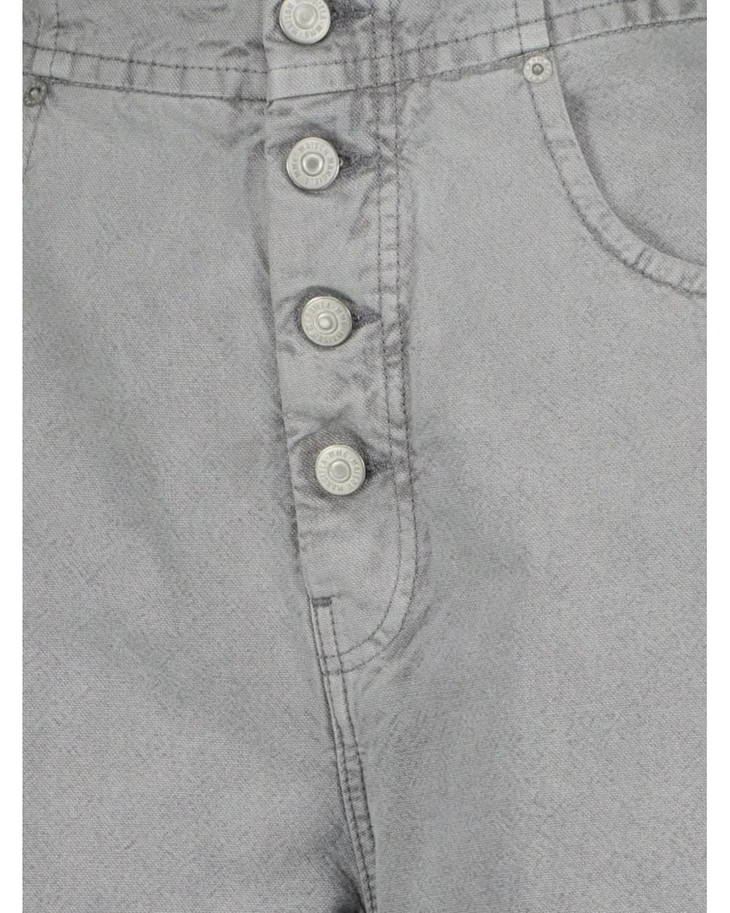 MM6 by Maison Margiela Gray Buttoned Leather-Patch Jeans