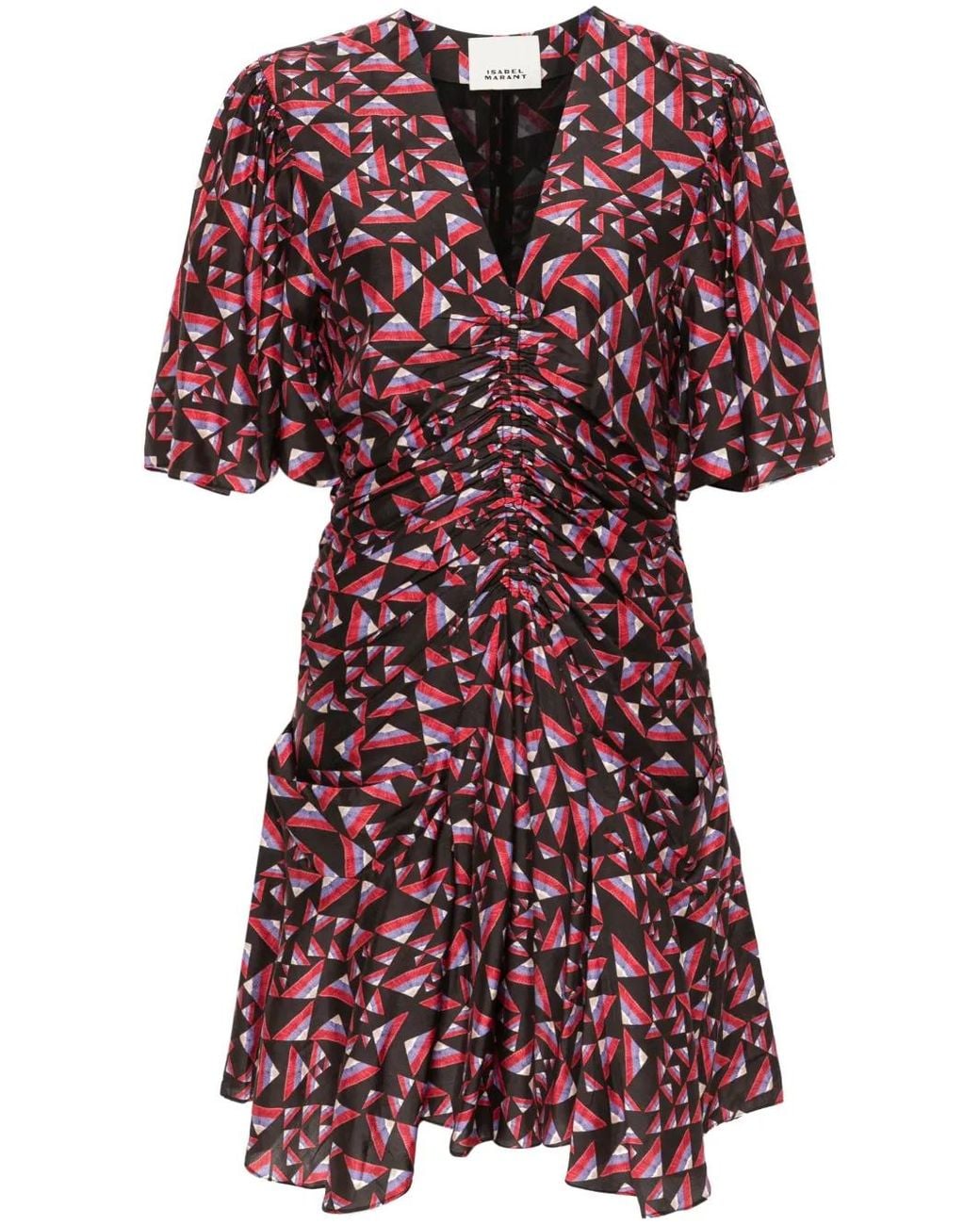 Isabel Marant Red Lienne Ruched Mini Dress