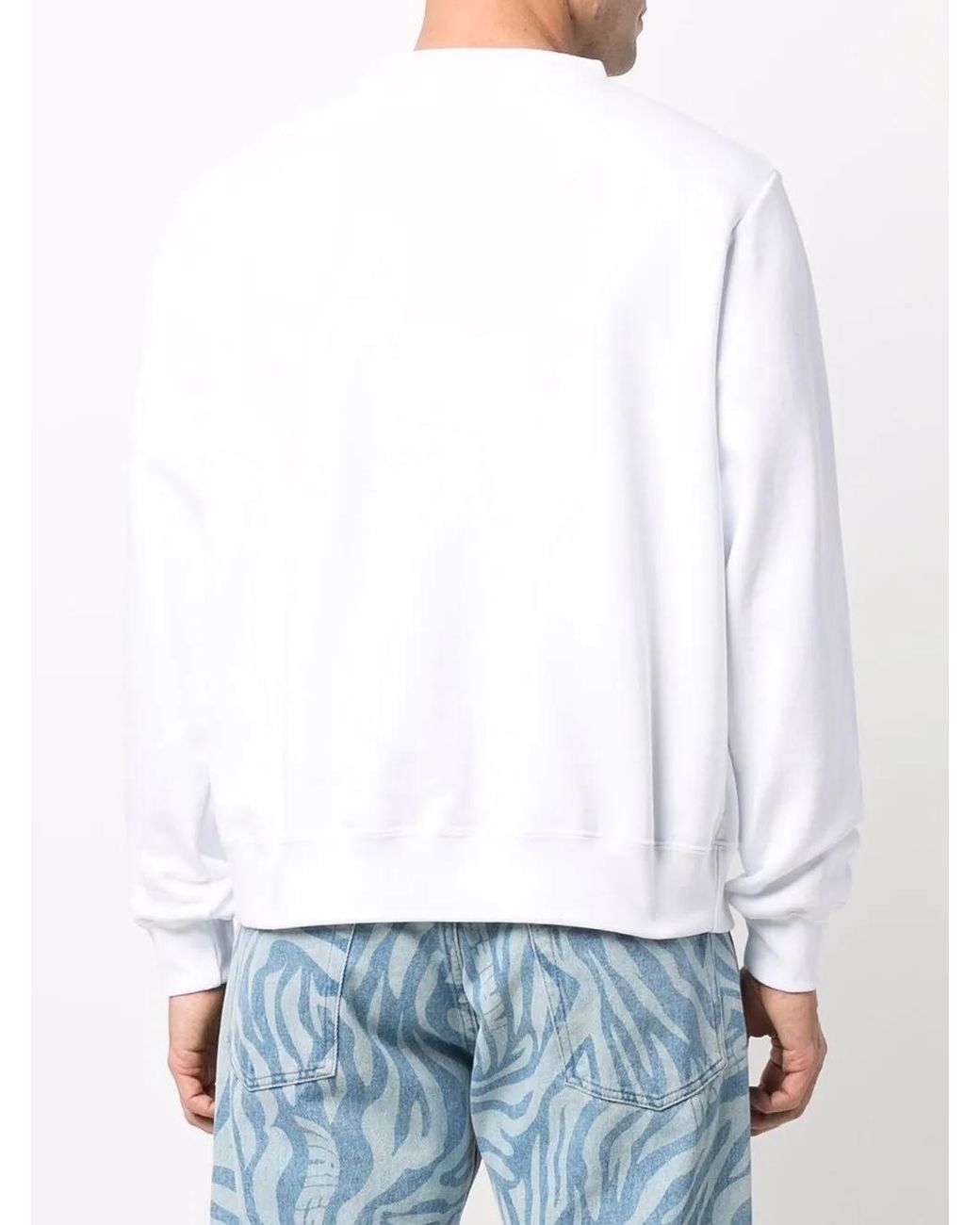 Gcds White Logo-Print Crew Neck Sweatshirt for men