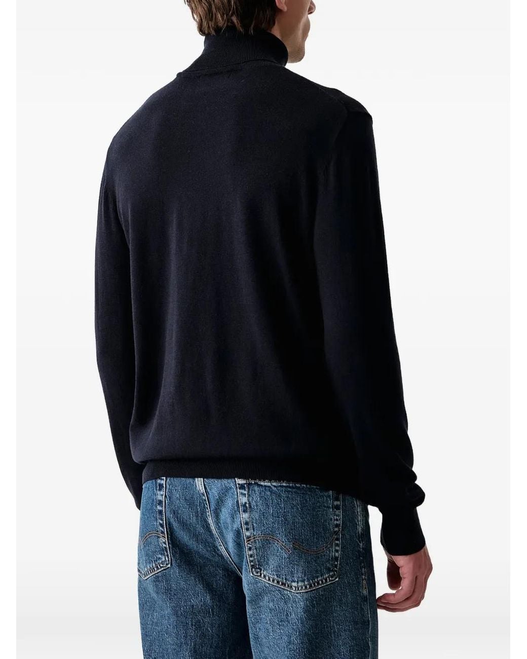 Guess Black Pull En Laine Mélangée À Col Montant for men