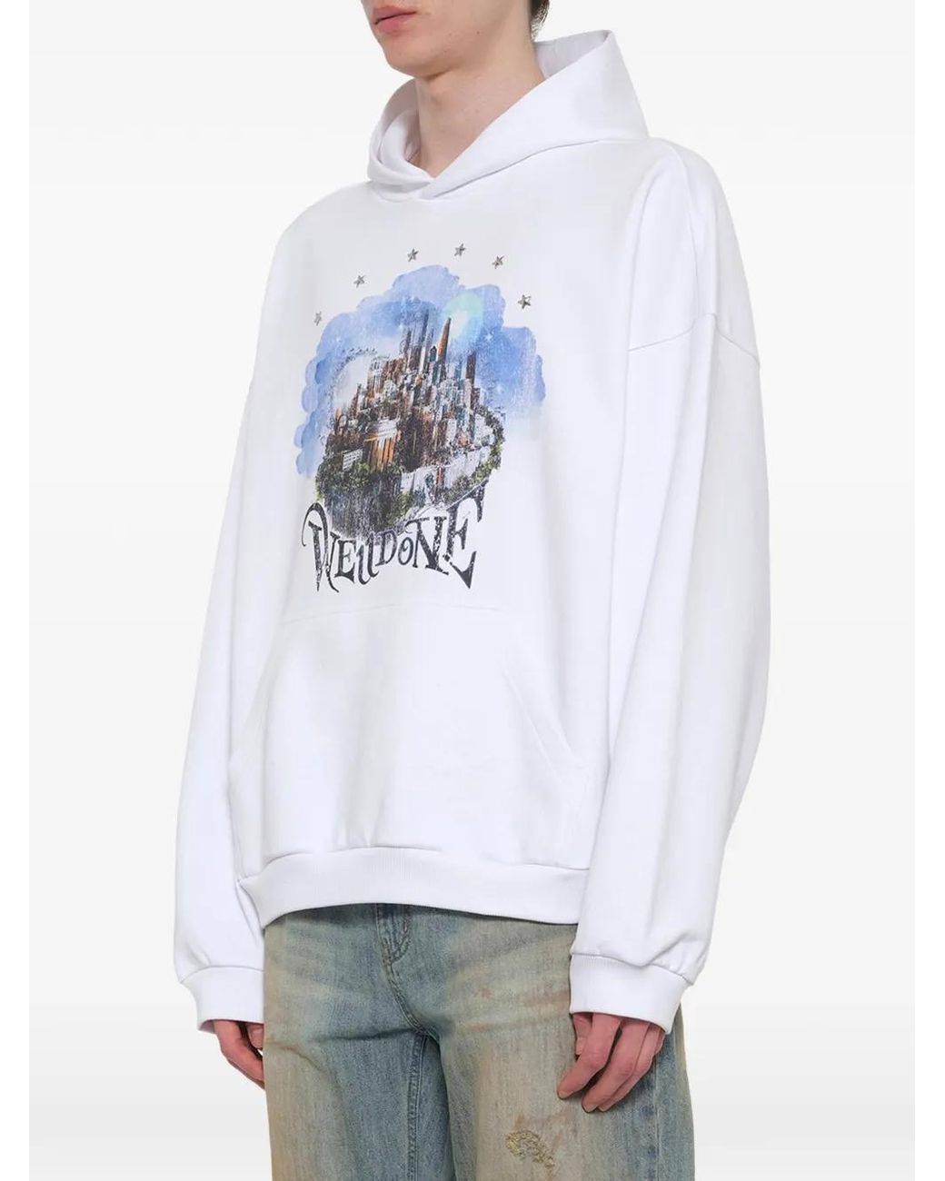 we11done White Graphic-Print Hoodie for men