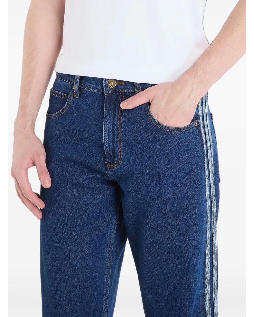 Adidas Blue Firebird Adicolor Denim Trousers for men