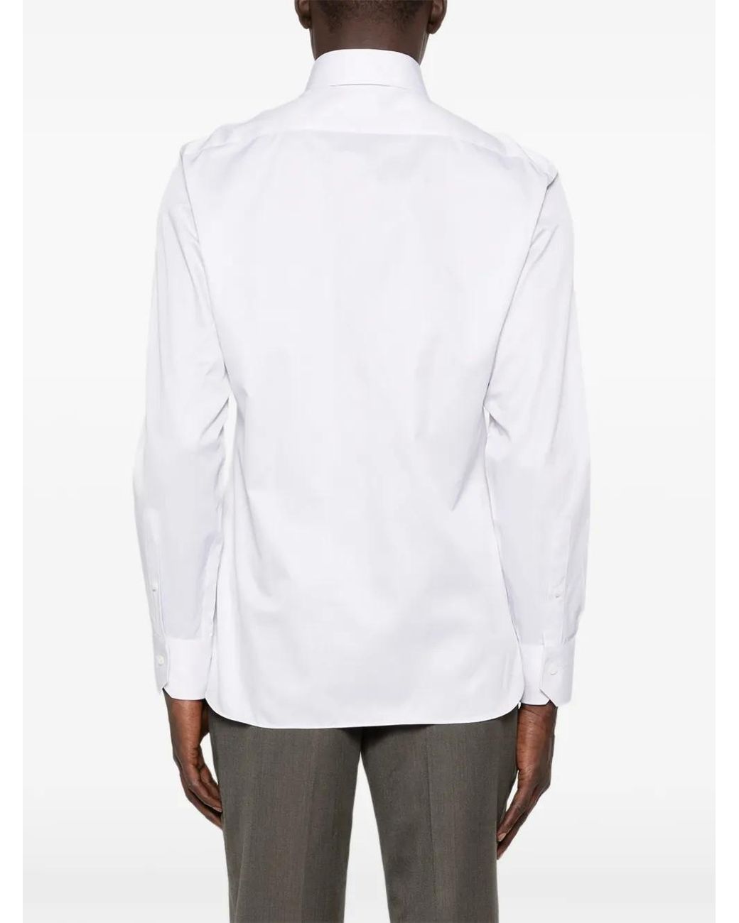 Zegna White Long-Sleeve Spread-Collar Shirt for men