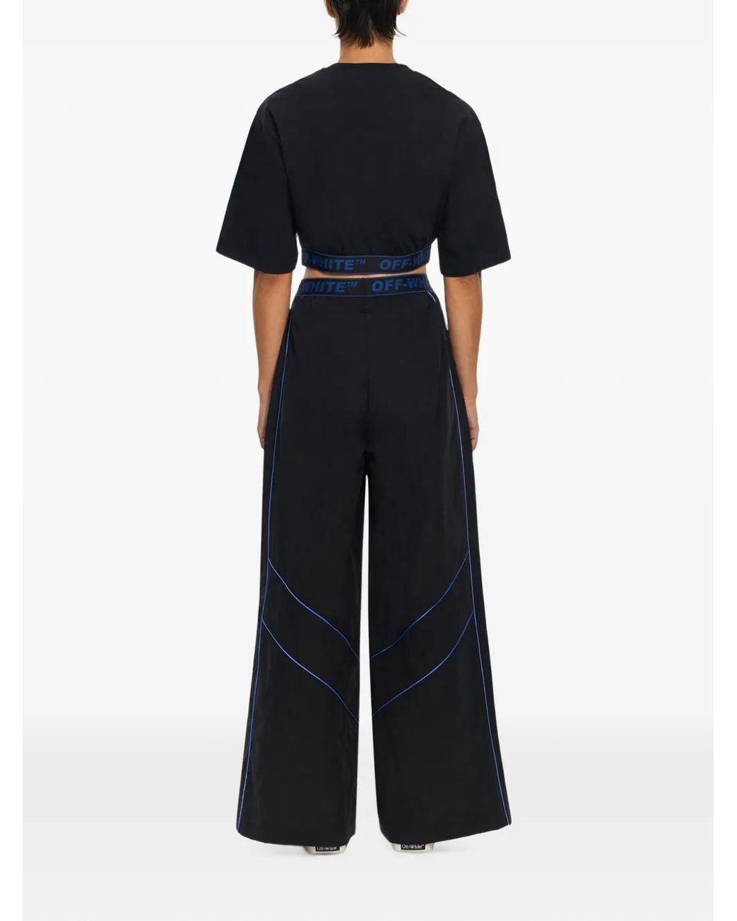 Off-White c/o Virgil Abloh Blue Piped-Trim Logo-Waistband Track Pants
