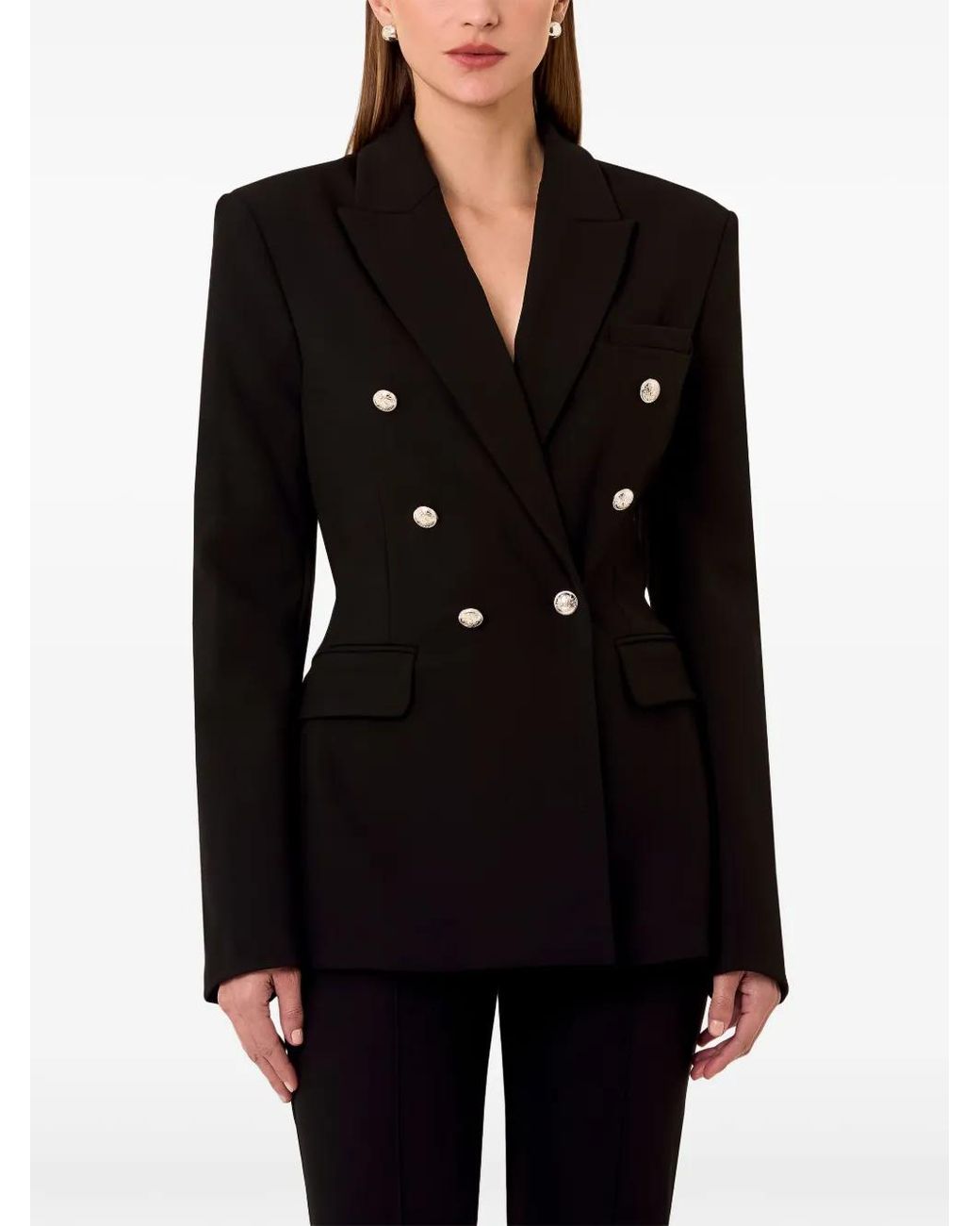 Nicholas Black Double-Breasted Peak Lapel Blazer