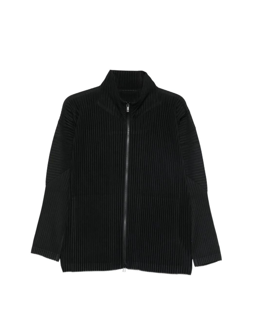 Homme Plissé Issey Miyake Black Pleated Zip-Up Shirt for men