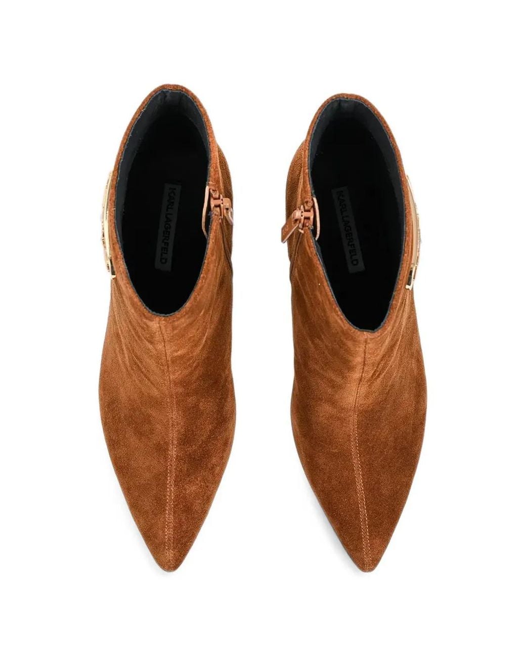 Karl Lagerfeld Brown Logo-Plaque Suede Ankle Boots