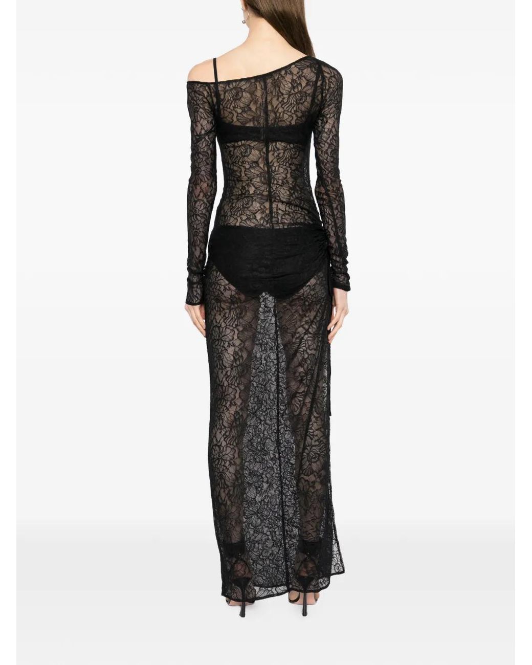 Kiki de Montparnasse Black Robe En Dentelle À Manches Longues
