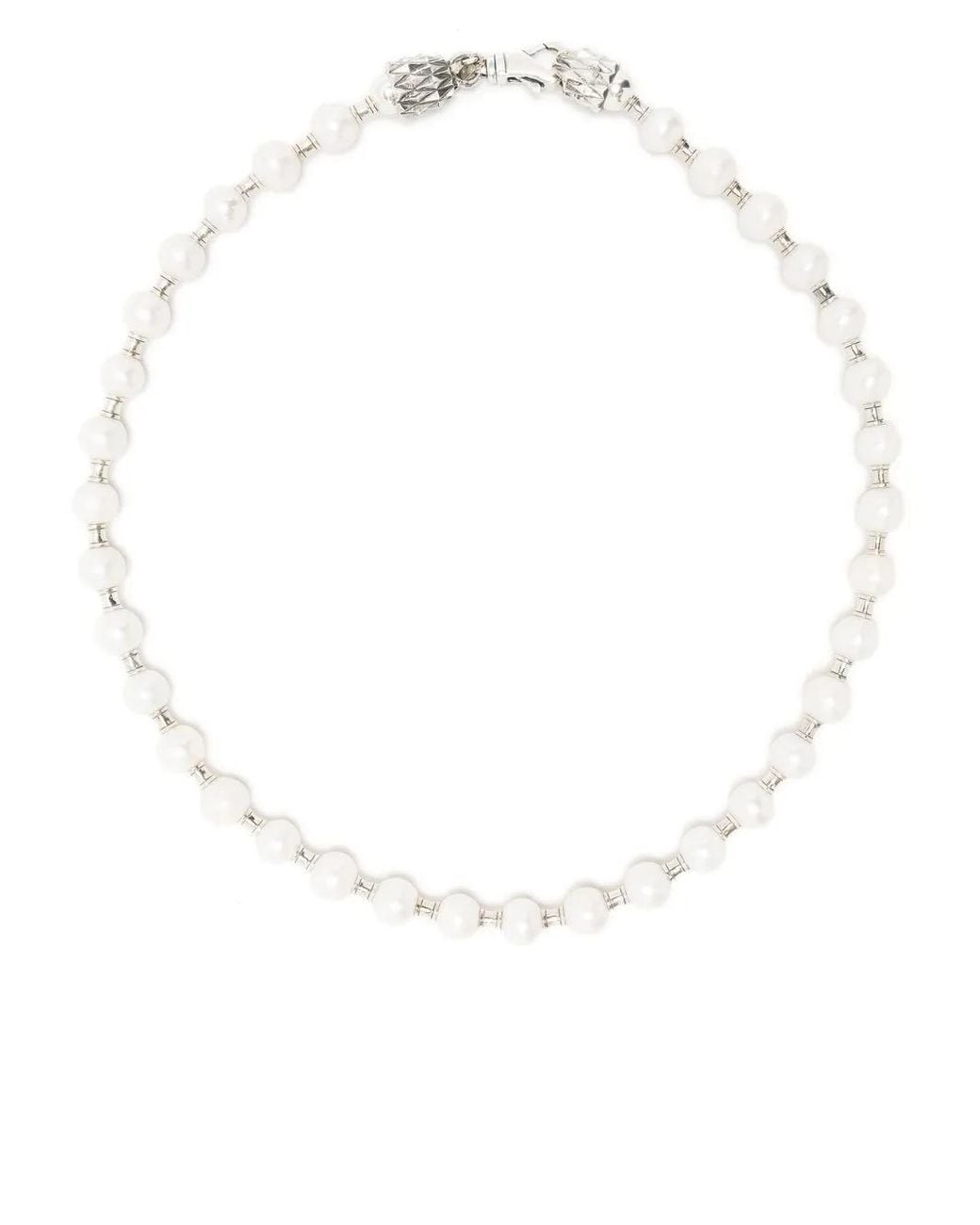 Emanuele Bicocchi White Bead-Embellished Pearl Necklace
