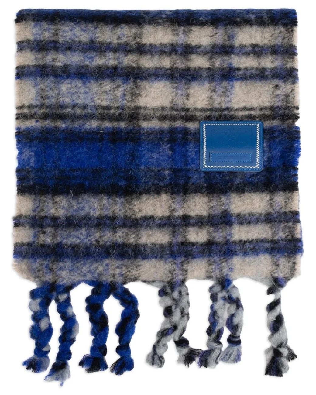 Adererror Blue Logo-Patch Check-Pattern Scarf