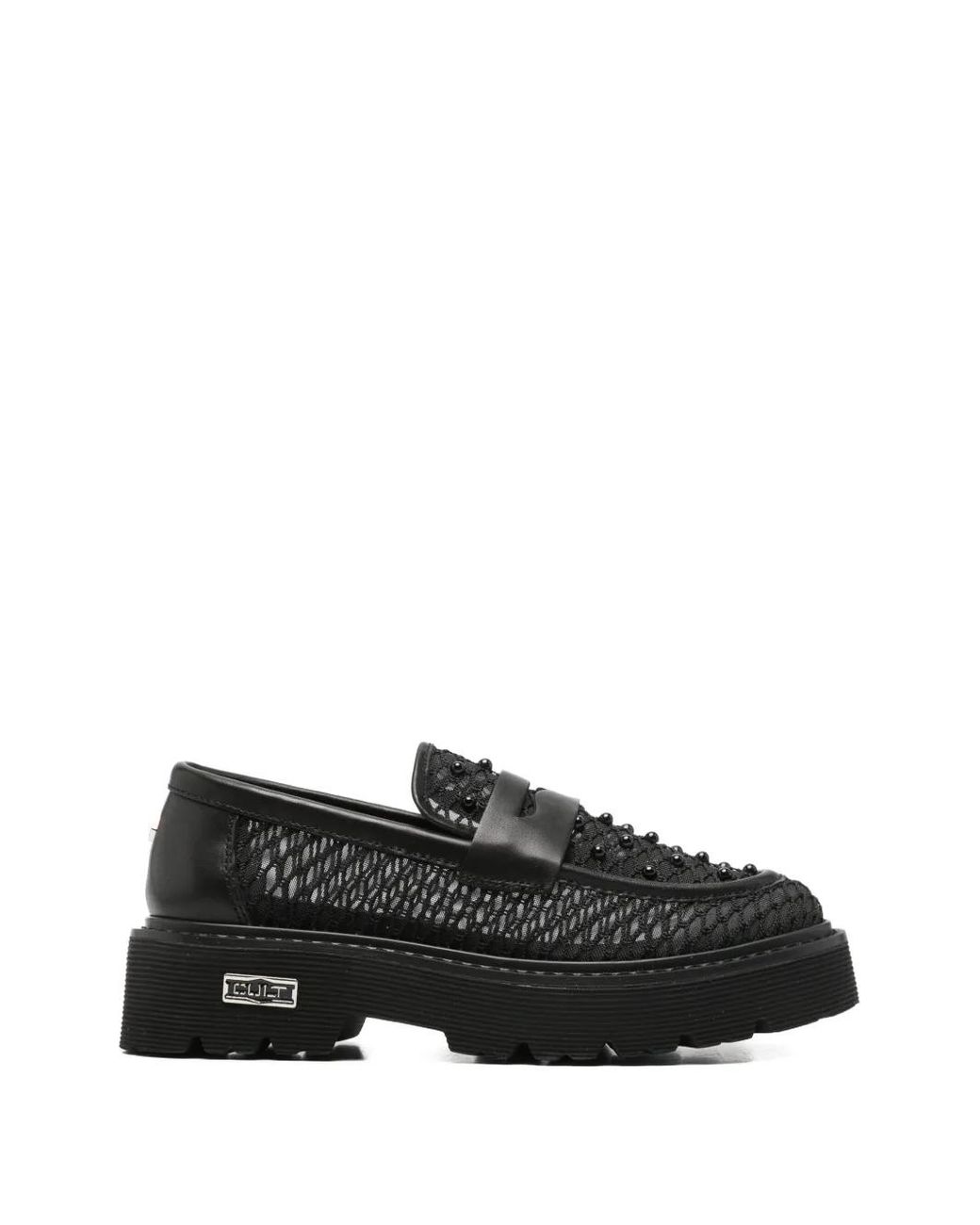 Cult Black Slash Beaded Leather Sneakers