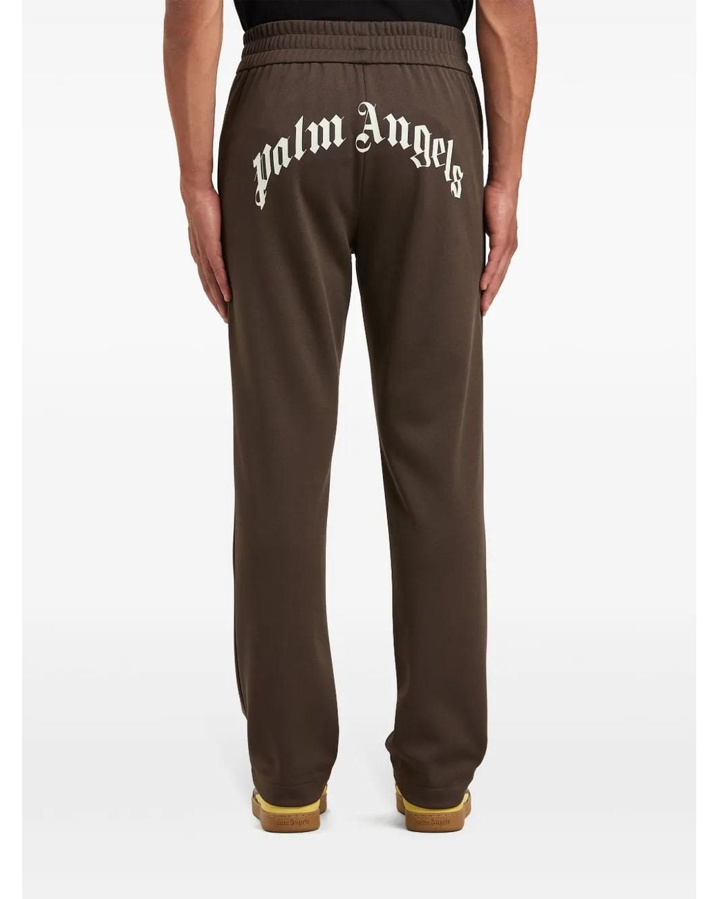 Palm Angels Brown 'Back Curved Logo' Track Pants for men