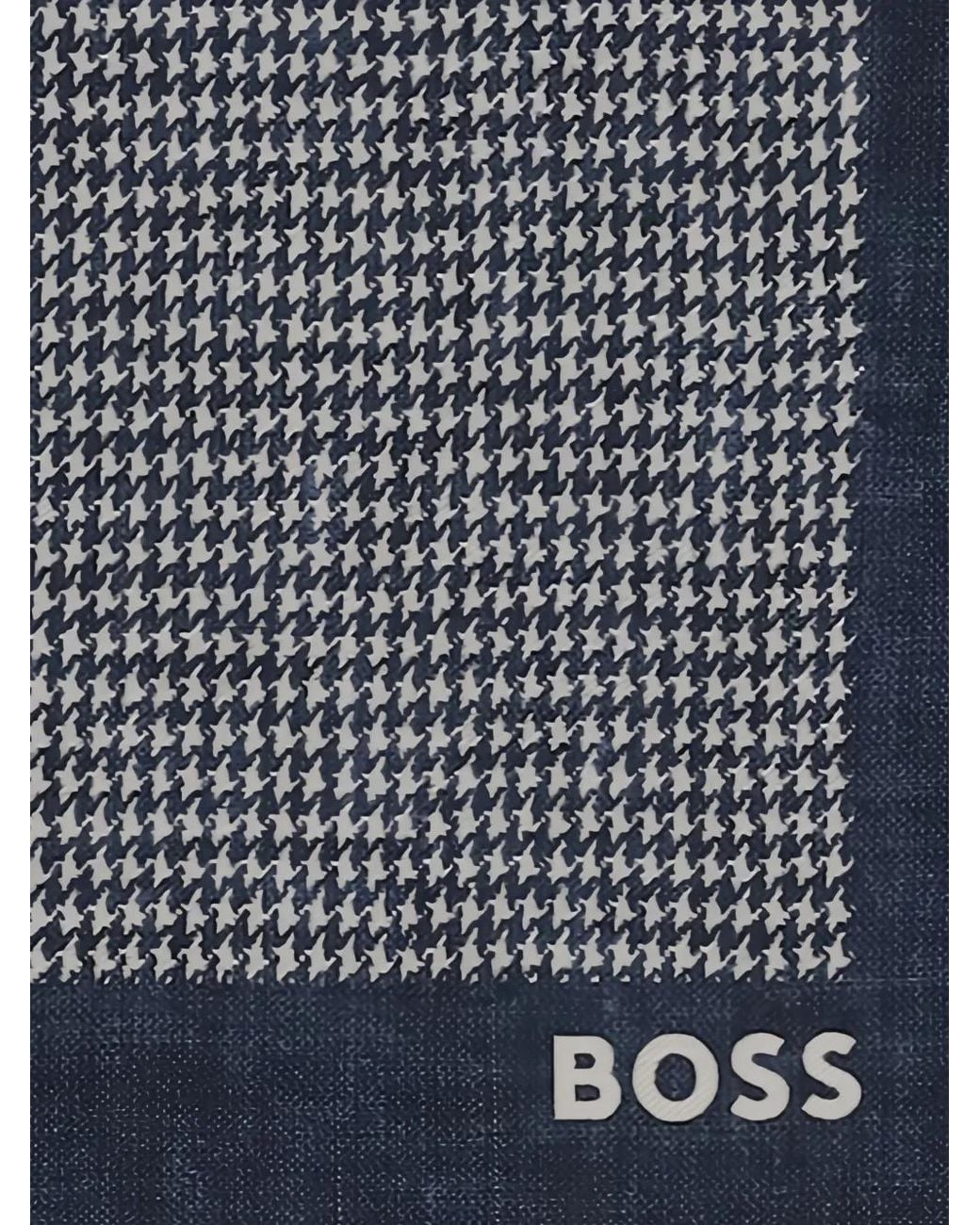 Boss Blue Houndstooth-Pattern Pocket Square for men