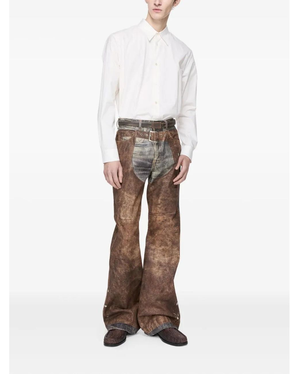 Acne Brown Printed Jeans for men