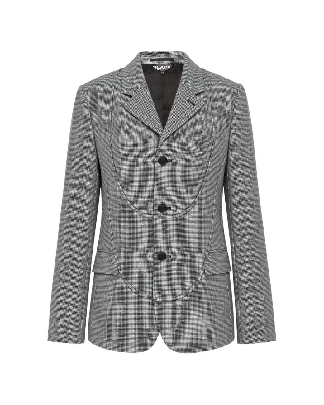 COMME DES GARÇON BLACK Gray Houndstooth-Pattern Curved-Seam Blazer