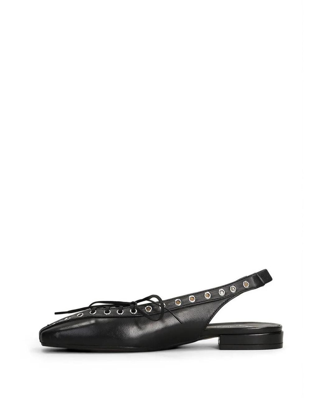 Alchimia Black Eyelet-Embellished Lace-Up Ballet Flats