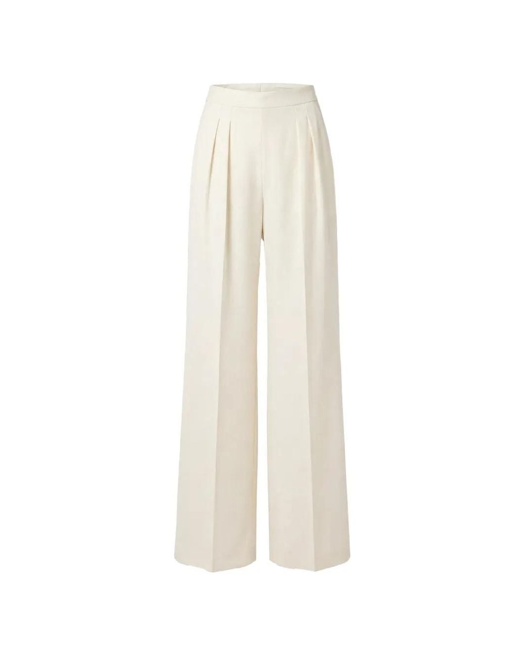 Saiid Kobeisy White Pleated Wide-Leg Trousers