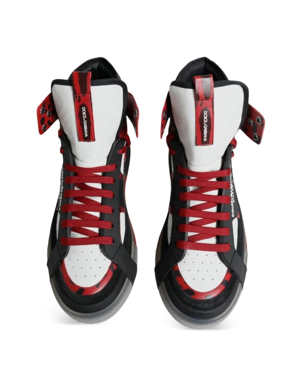 Dolce & Gabbana Red Portofino Leopard-Print Calf-Hair Sneakers for men