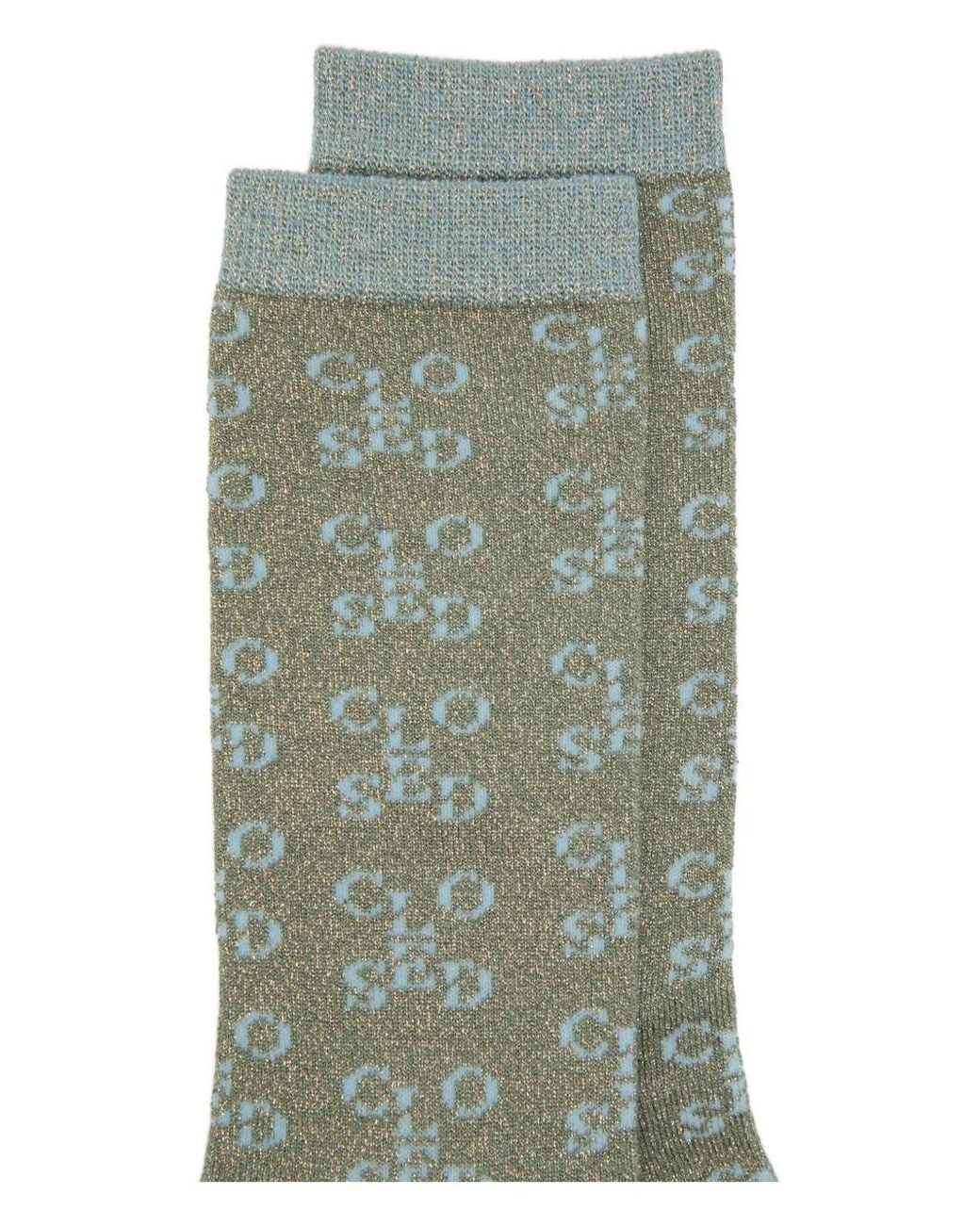 Closed Green Logo Pattern Socks