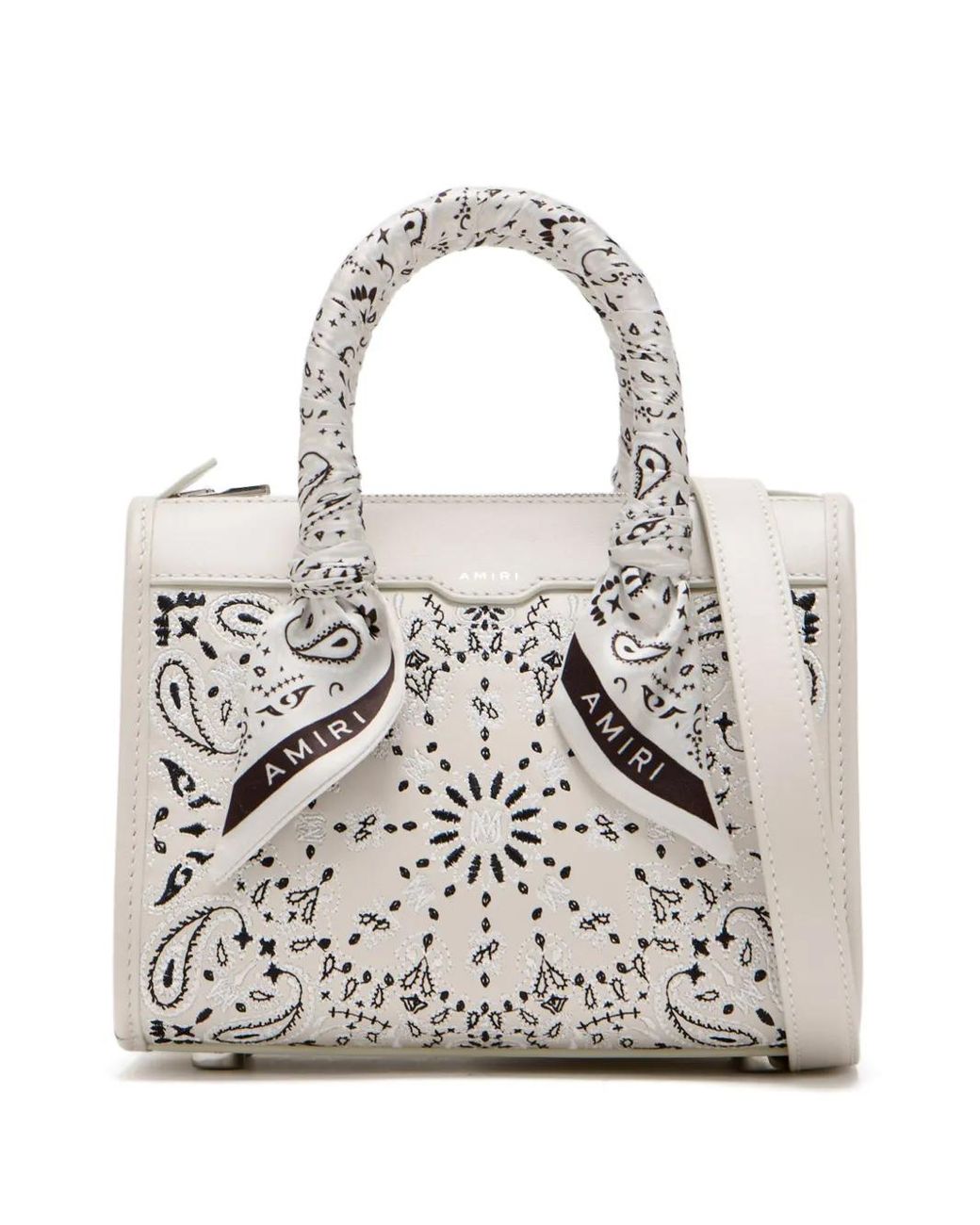 Amiri White Leather Tote Bag With Scarf