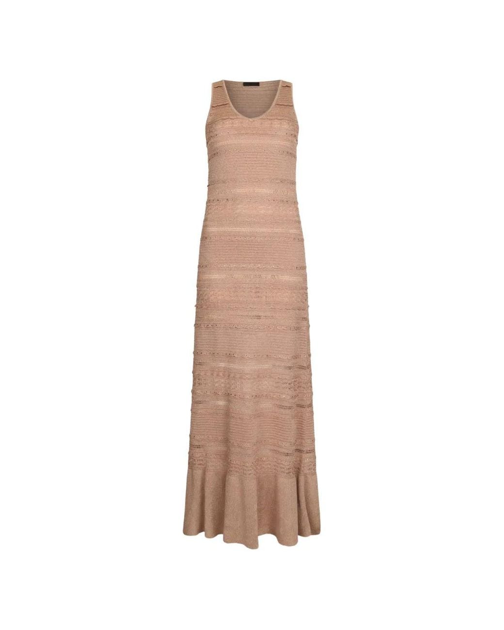 Liu Jo Natural Robe Longue En Maille Ajourée