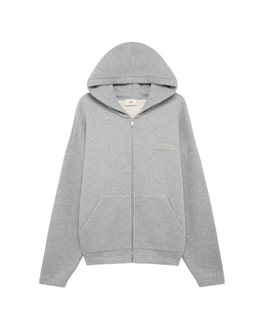 Autry Gray Logo-Detail Hoodie