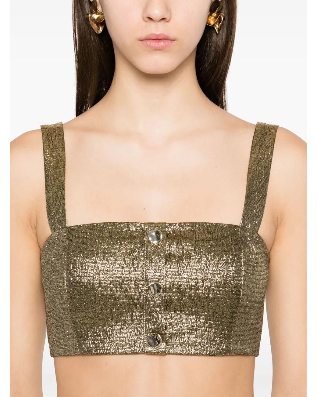 Self-Portrait Metallic Top in het Natural