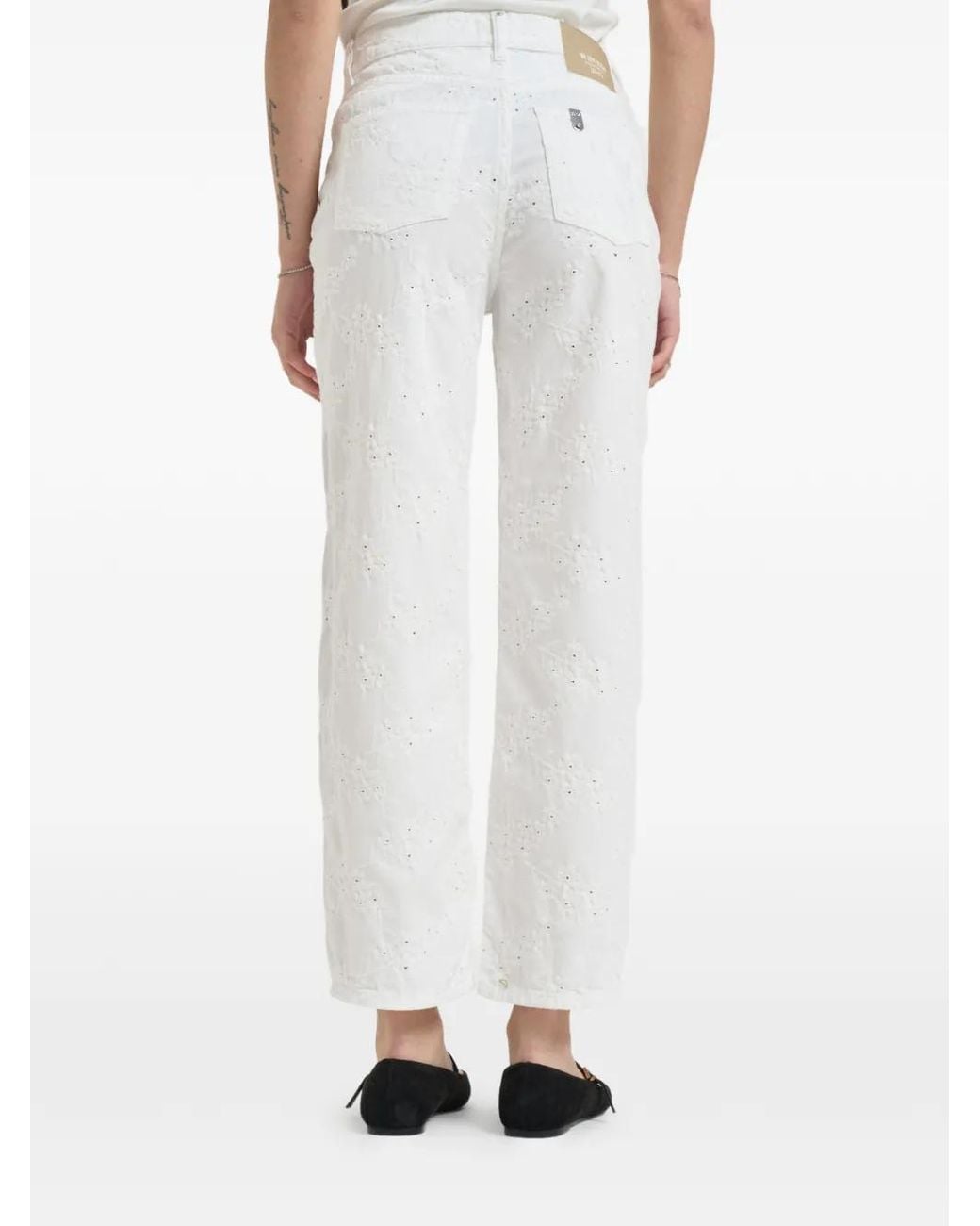 Liu Jo White Broderie Anglaise Pants