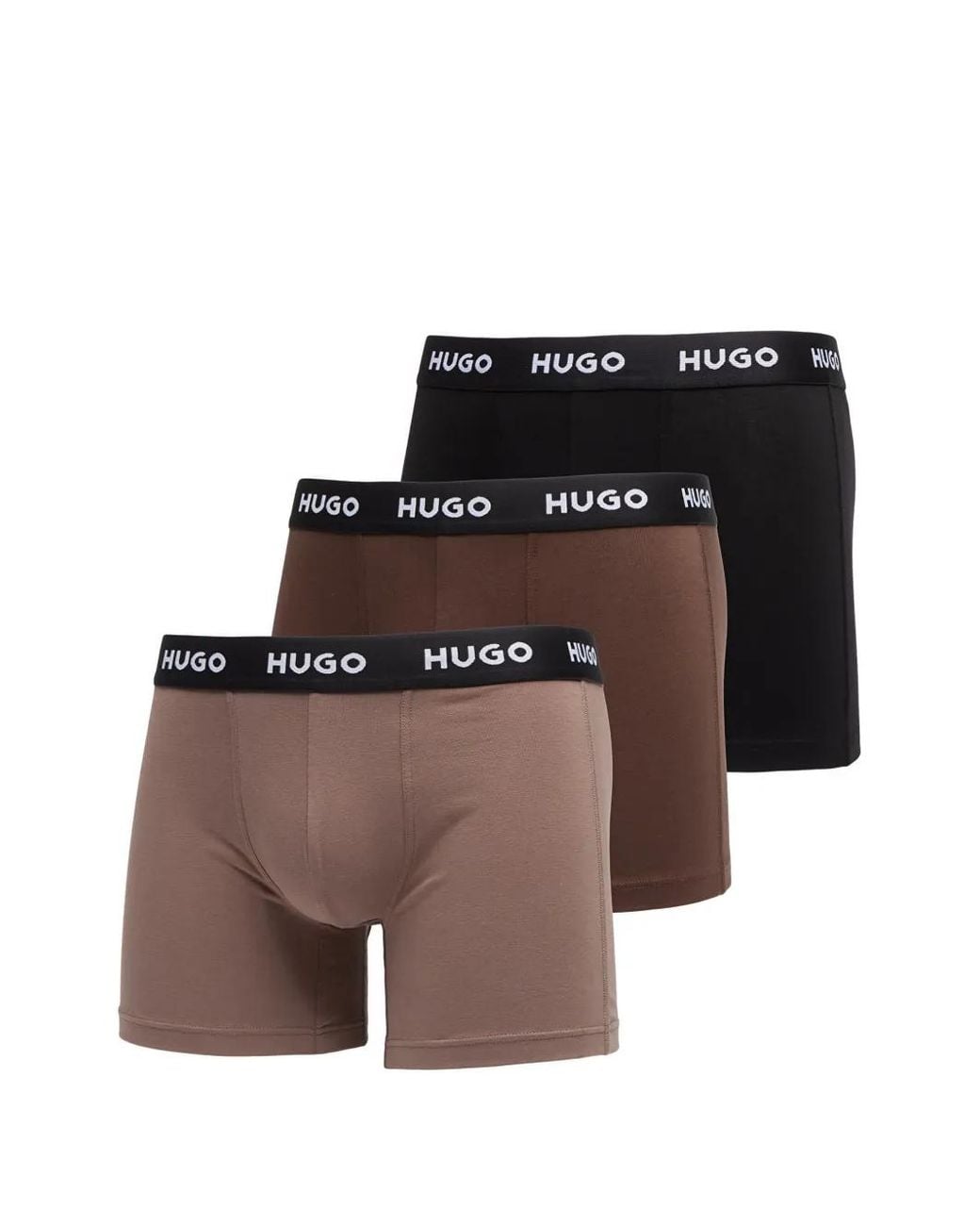 HUGO Black Logo-Waistband Boxer Briefs (Set Of Three) for men