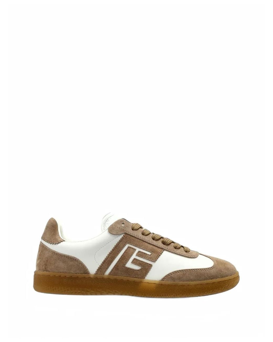 Balmain White Swan Panelled Leather Sneakers