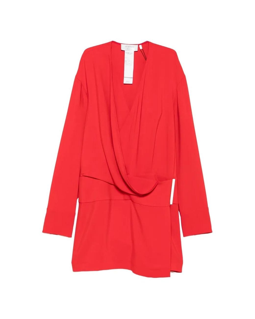 Sportmax Red Etere Wrap-Style Long-Sleeve Mini Dress
