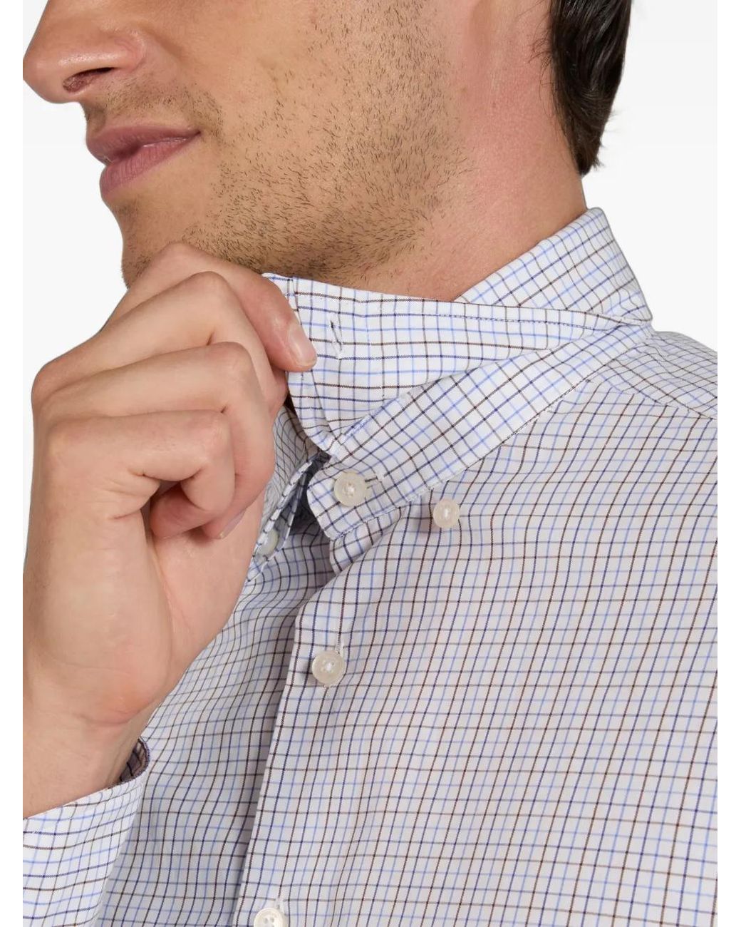 Glanshirt White Checked Cotton Shirt for men