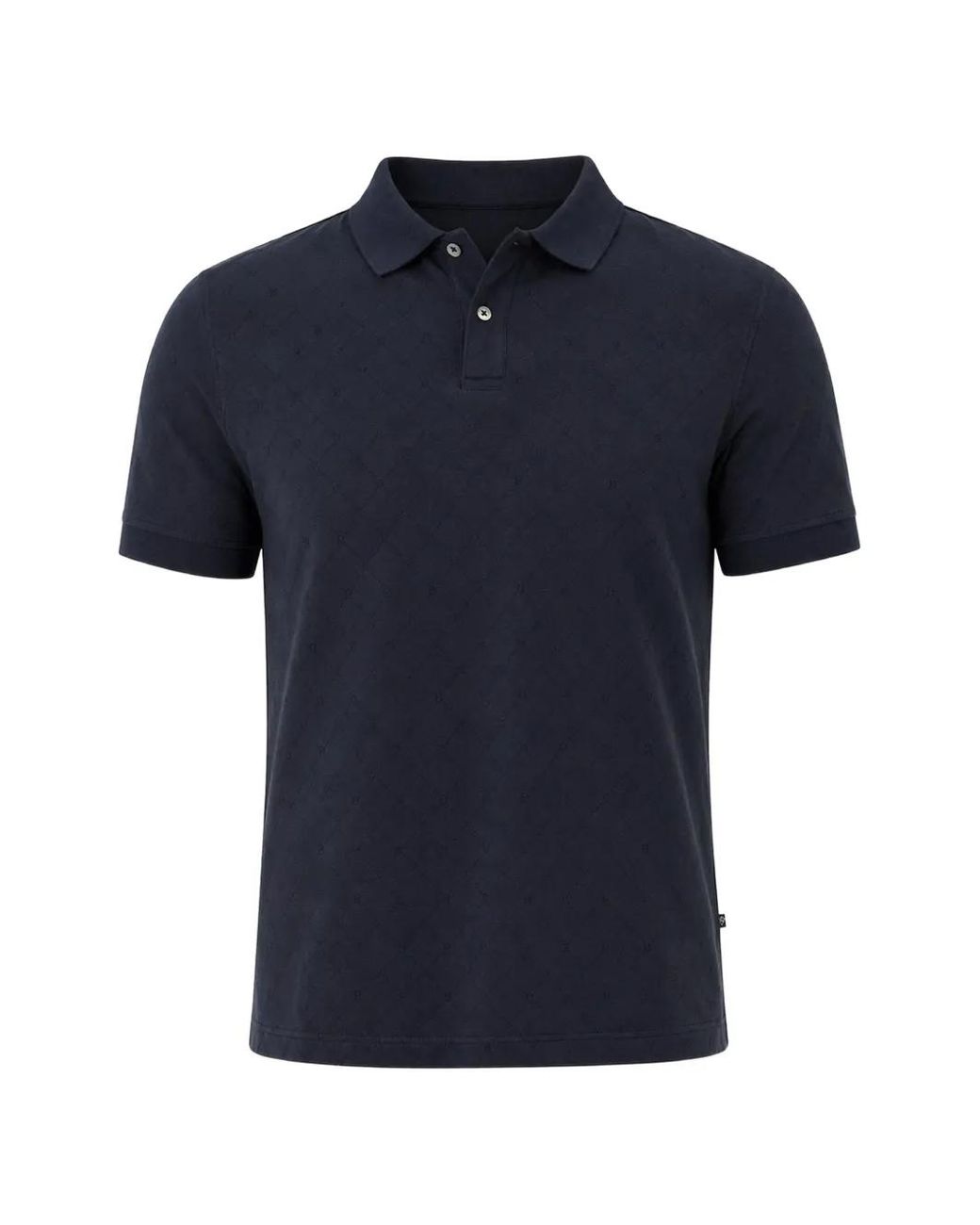 Guess Blue Monogram-Pattern Short-Sleeve Polo Shirt for men