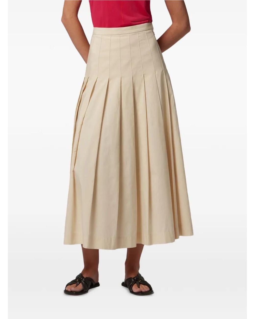 Paul Smith White Pleated Cotton-Blend Skirt