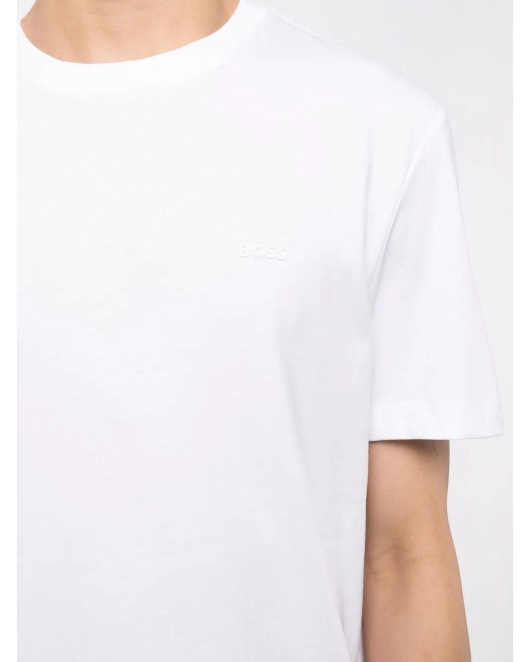 Boss White Cotton-Jersey T-Shirt With Logo Detail for men