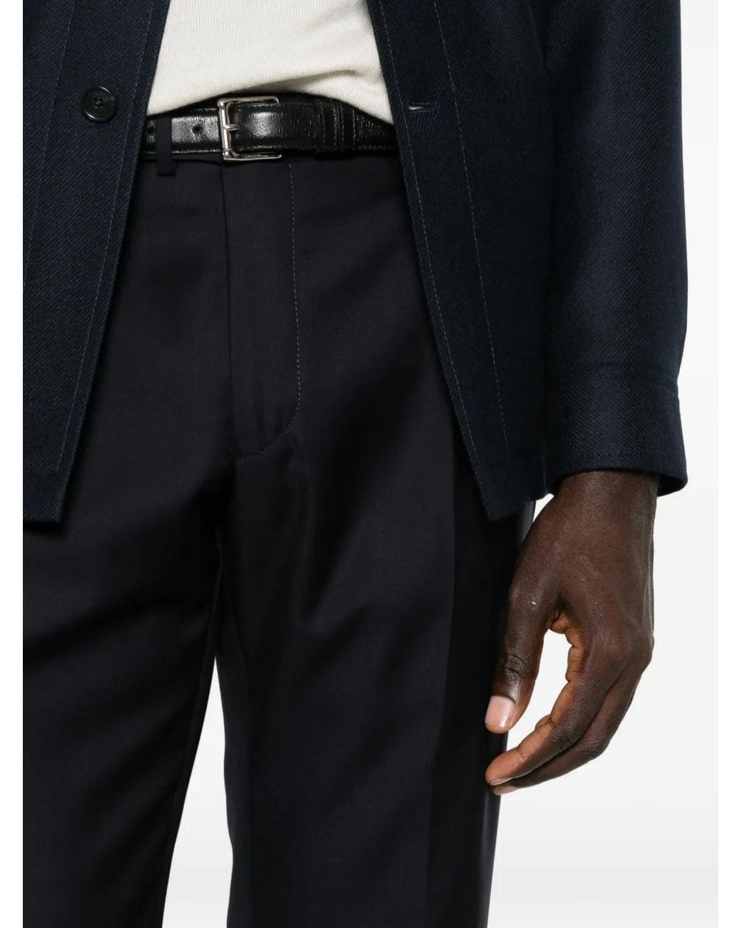 Tagliatore Black Pleated Straight-Leg Trousers for men