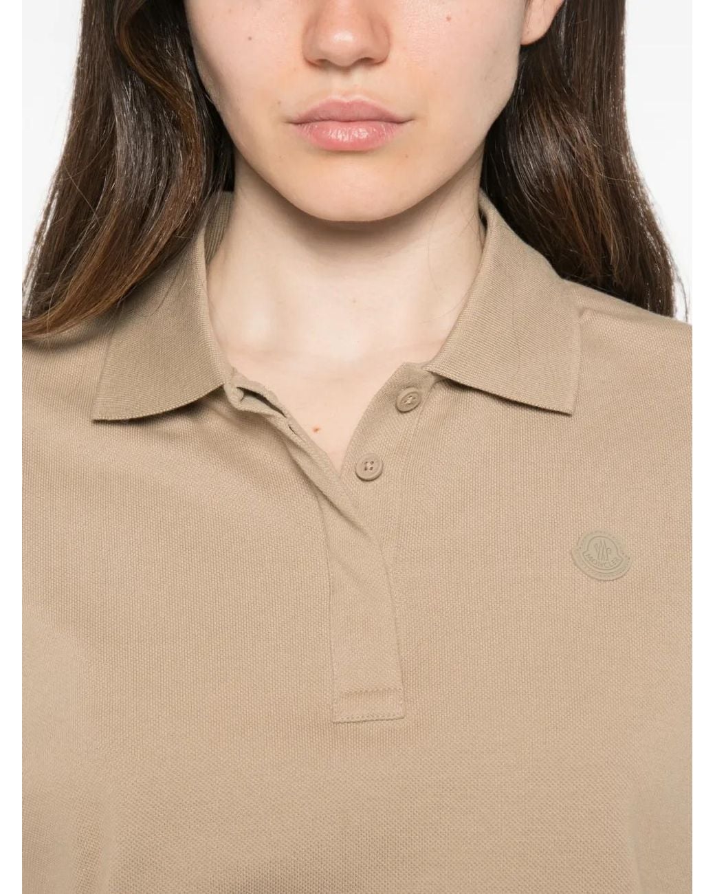 Moncler Natural Logo-Patch Polo Top