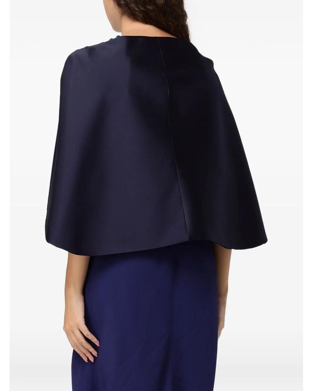 Alberta Ferretti Blue Cape À Fini Satiné
