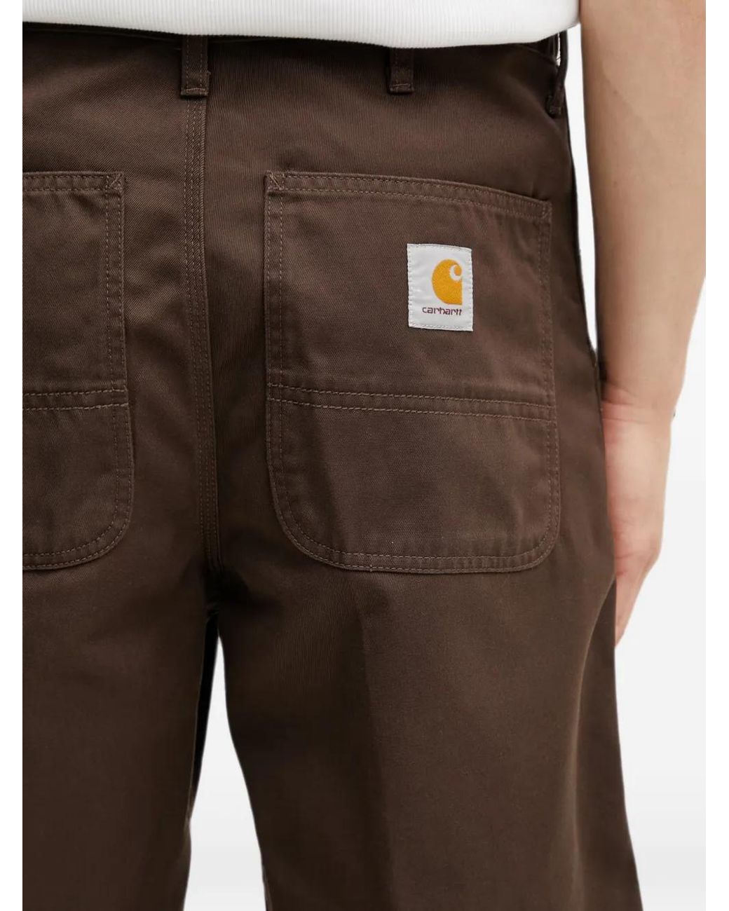 Carhartt Brown Simple Logo-Patch Shorts for men