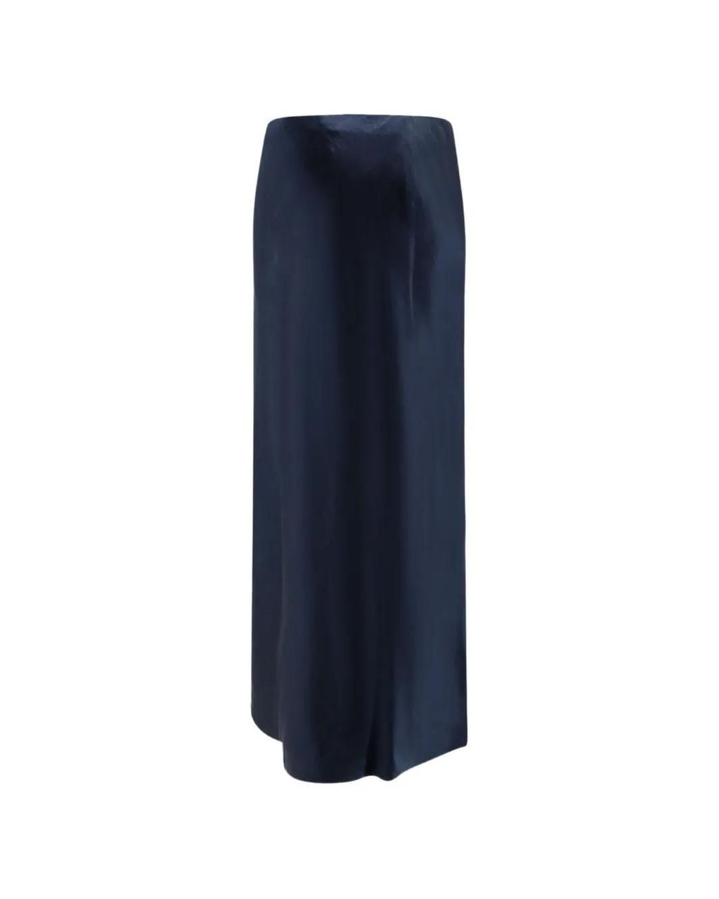 Vince Blue Jupe Longue Fendue En Satin