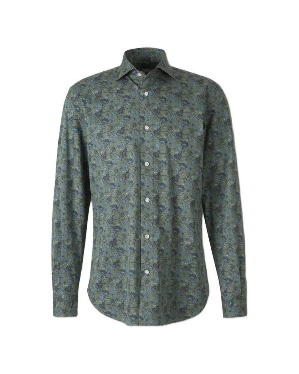 Vincenzo Di Ruggiero Green Chemise Fleurie À Manches Longues for men