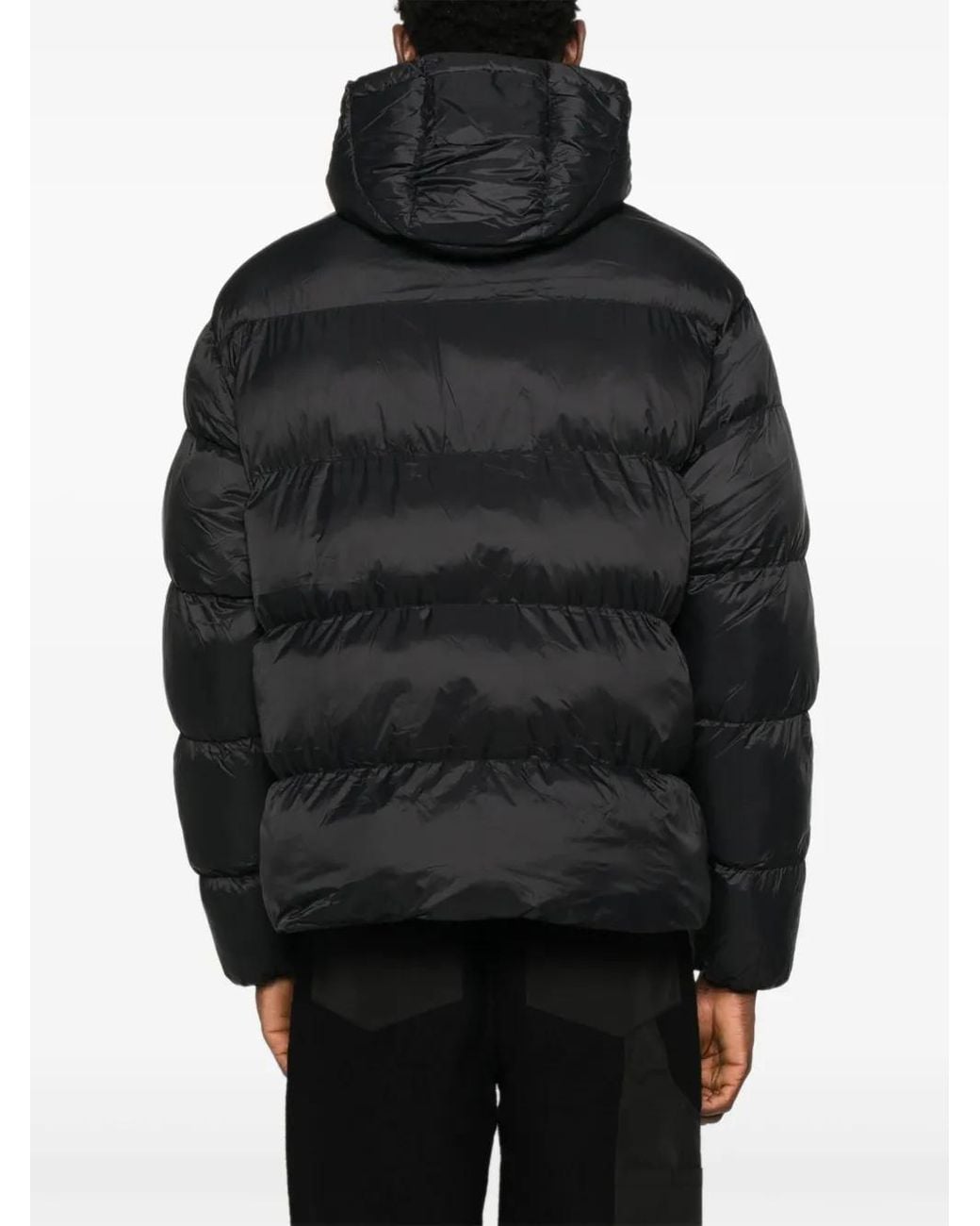 Arte' Black Hooded Down Jacket for men