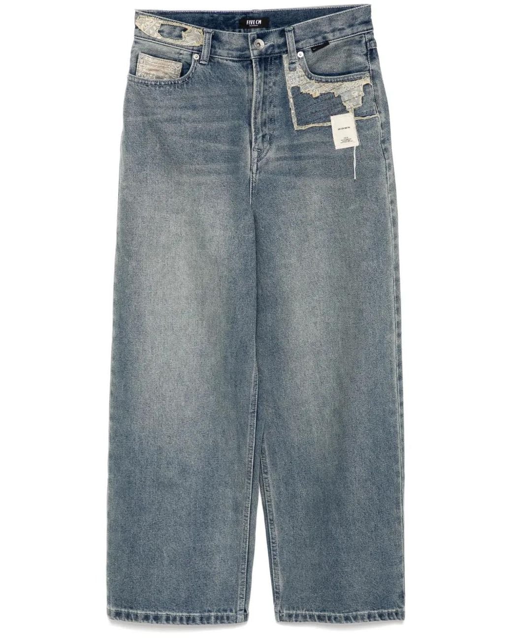 FIVE CM Blue Patchwork Jeans for men
