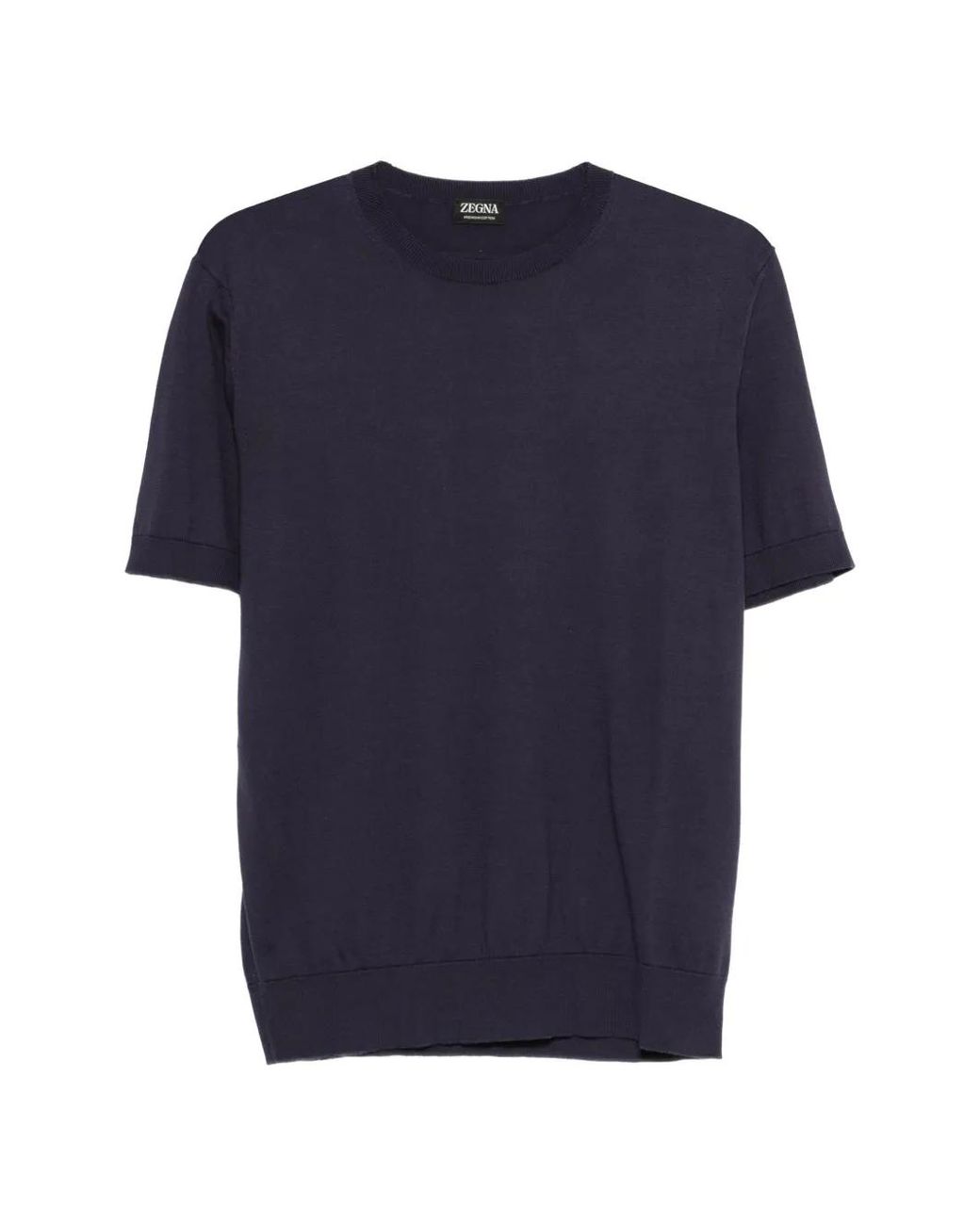 Zegna Blue Short-Sleeved Knitted T-Shirt for men
