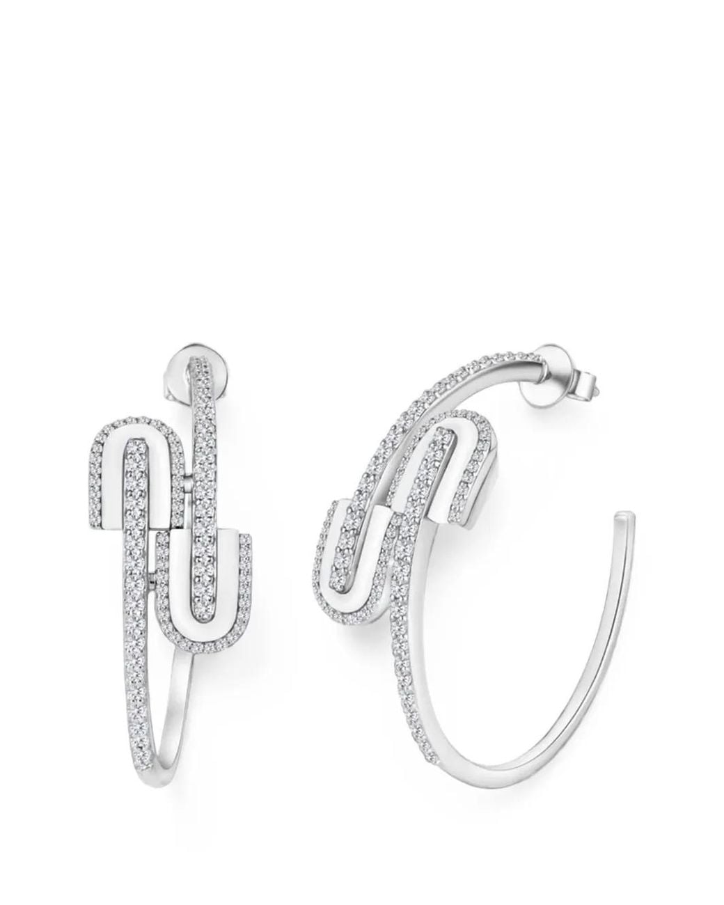 UNION LOS ANGELES White U Hoops Diamond Earrings