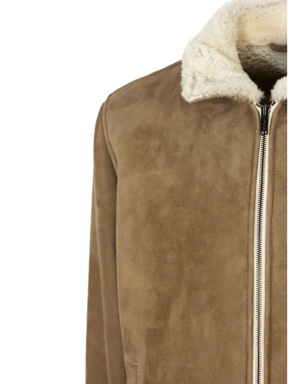 Volfagli Natural Big Ben Fur-Collar Suede Jacket for men