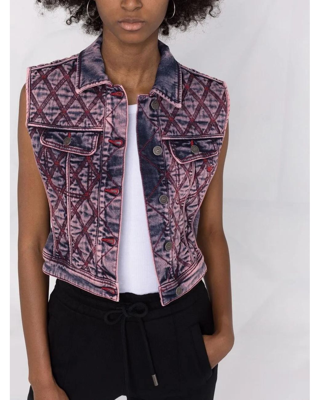 DIESEL Purple Contrast-Stitching Cropped Vest