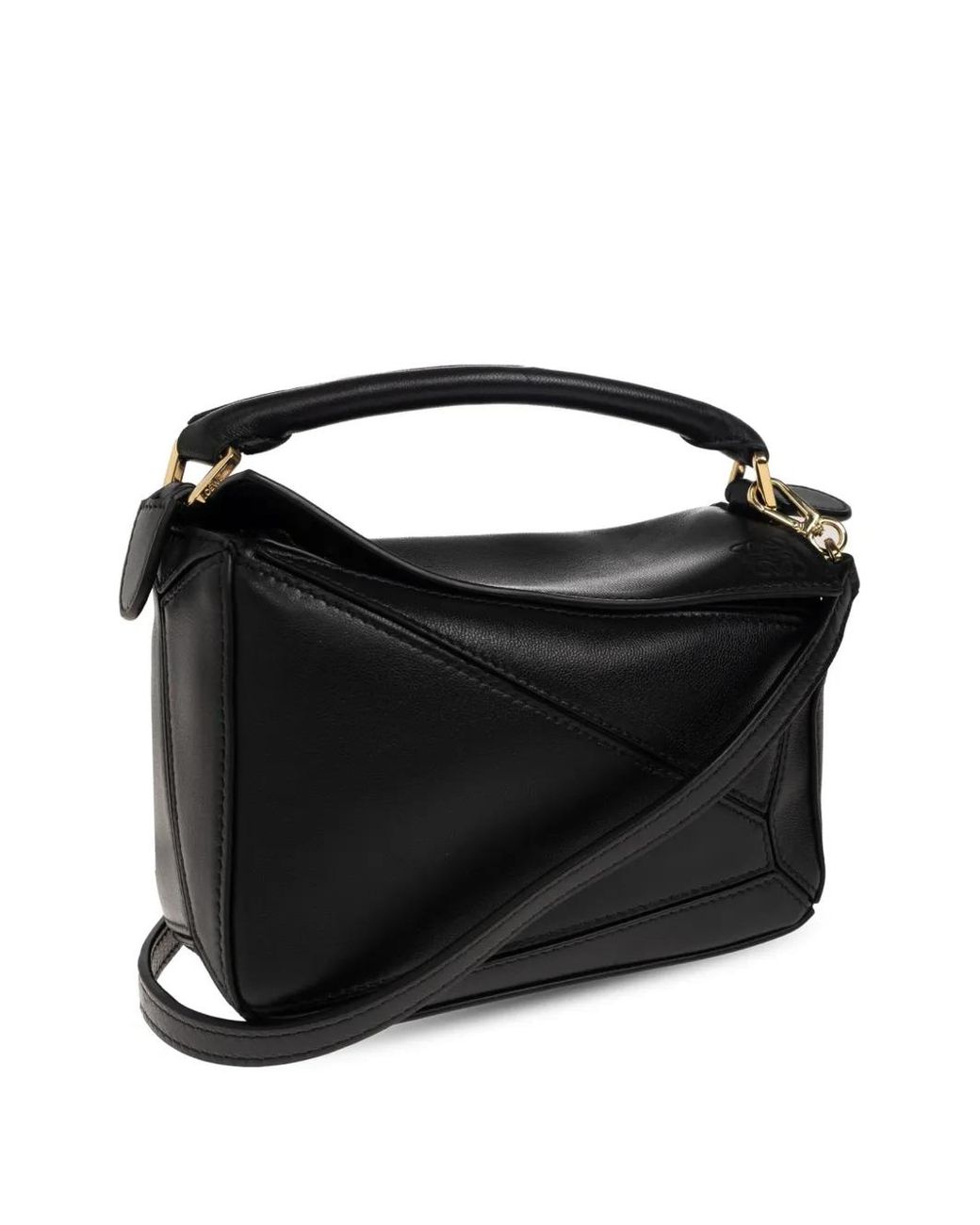 Loewe Black Mini Sac À Main Puzzle Fold En Cuir