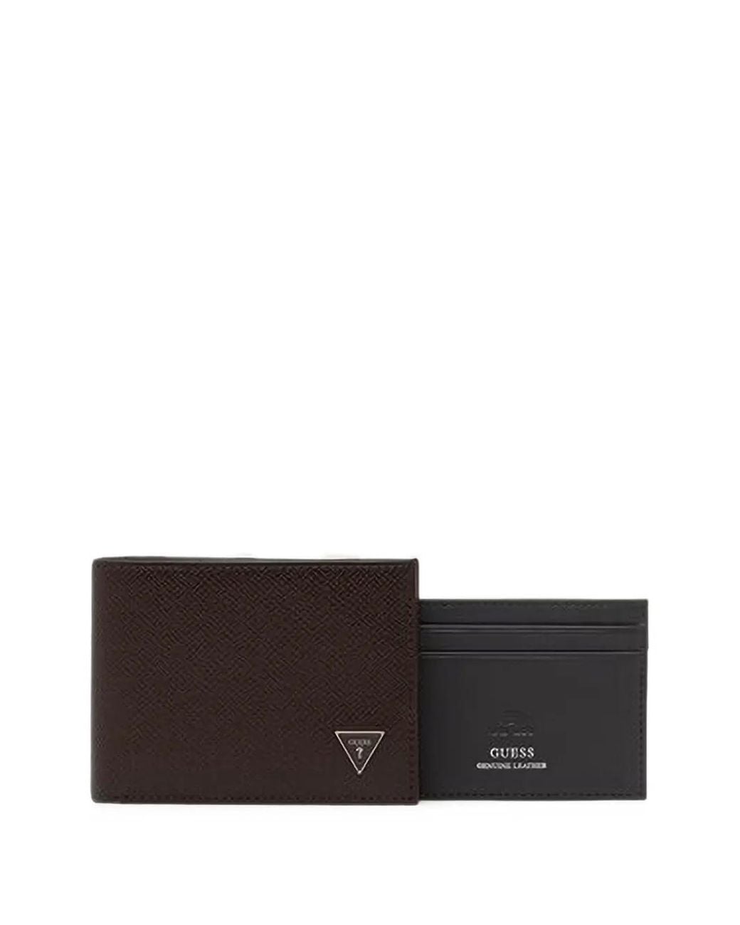 Guess Brown Logo-Plaque Bi-Fold Wallet for men